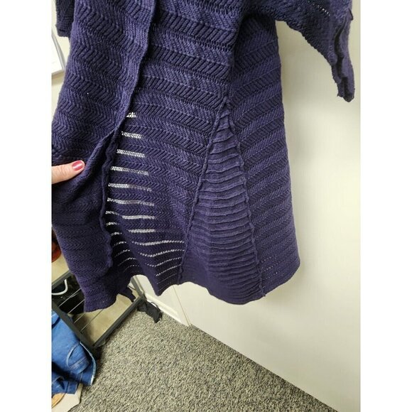 GUINEVERE Anthropologie Dark Blue Cashmere Blend Knit Open Front Cardigan Size M - Picture 5 of 9